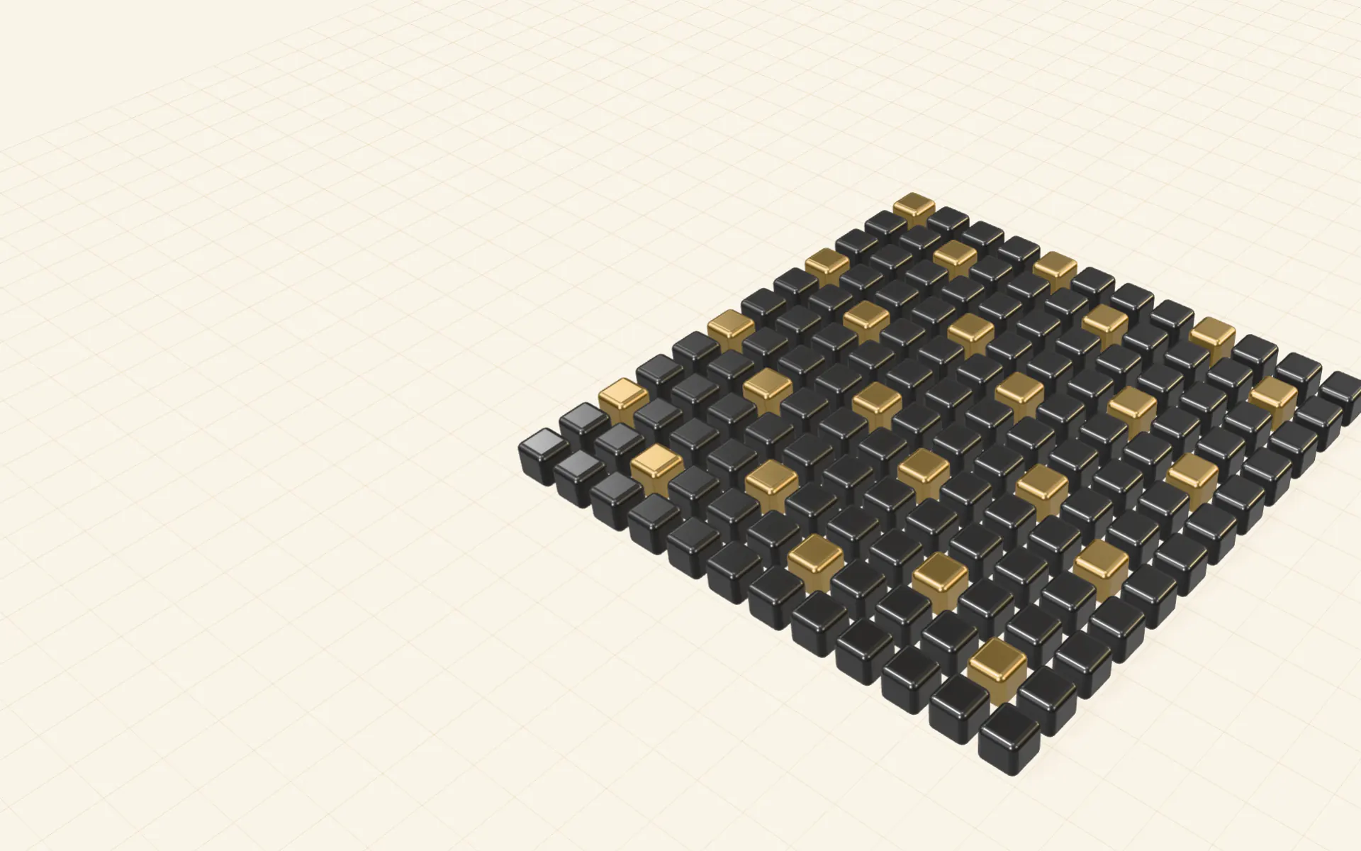 Os cubos alinham-se numa única grelha, rente ao chão.